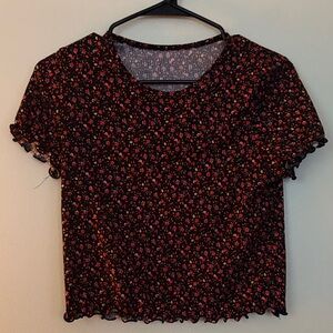 Floral Black and Red Women's Top
